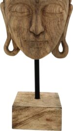 Επιτραπέζιο διακοσμητικό βούδας Mask Inart φυσικό μάνγκο ξύλο-μέταλλο 20x18.5x48.5εκ - Image 3