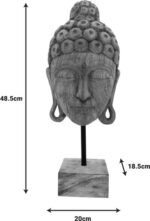 Επιτραπέζιο διακοσμητικό βούδας Mask Inart φυσικό μάνγκο ξύλο-μέταλλο 20x18.5x48.5εκ - Image 4