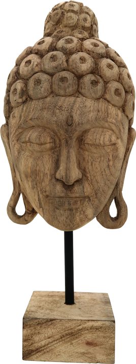 312-000028 Επιτραπέζιο διακοσμητικό βούδας Mask Inart φυσικό μάνγκο ξύλο-μέταλλο 20x18.5x48.5εκ - Image 1