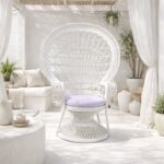 Πολυθρόνα Dorothy Inart με λευκό μαξιλάρι-λευκό rattan 115x53x147εκ - Image 2