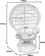 Πολυθρόνα Dorothy Inart με λευκό μαξιλάρι-λευκό rattan 115x53x147εκ - Image 3