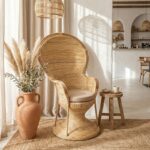 Πολυθρόνα Rea Inart με μπεζ μαξιλάρι-φυσικό rattan 92x75x140εκ - Image 2