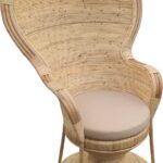 Πολυθρόνα Rea Inart με μπεζ μαξιλάρι-φυσικό rattan 92x75x140εκ