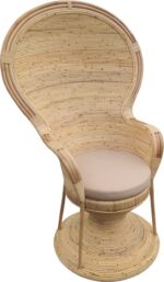 Πολυθρόνα Rea Inart με μπεζ μαξιλάρι-φυσικό rattan 92x75x140εκ