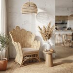 Πολυθρόνα Fragia Inart με μπεζ μαξιλάρι-φυσικό rattan 85x96x120εκ - Image 2