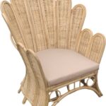 Πολυθρόνα Fragia Inart με μπεζ μαξιλάρι-φυσικό rattan 85x96x120εκ