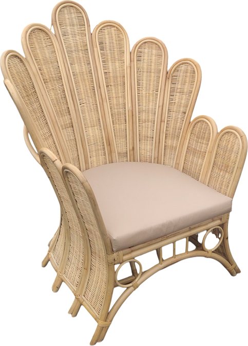 314-000004 Πολυθρόνα Fragia Inart με μπεζ μαξιλάρι-φυσικό rattan 85x96x120εκ - Image 1