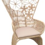 Πολυθρόνα Jake Inart με μπεζ μαξιλάρι-φυσικό rattan 110x86x145εκ
