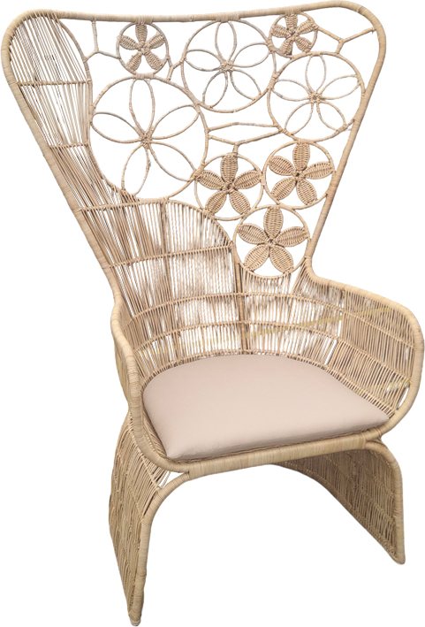 314-000005 Πολυθρόνα Jake Inart με μπεζ μαξιλάρι-φυσικό rattan 110x86x145εκ - Image 1