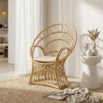 Πολυθρόνα Boloni Inart με μπεζ μαξιλάρι-φυσικό rattan 96x70x120εκ - Image 2