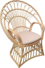 Πολυθρόνα Boloni Inart με μπεζ μαξιλάρι-φυσικό rattan 96x70x120εκ
