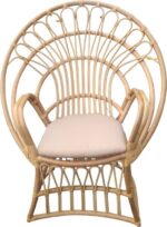 Πολυθρόνα Boloni Inart με μπεζ μαξιλάρι-φυσικό rattan 96x70x120εκ - Image 4