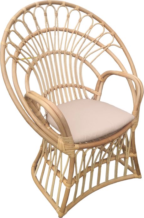 314-000006 Πολυθρόνα Boloni Inart με μπεζ μαξιλάρι-φυσικό rattan 96x70x120εκ - Image 1