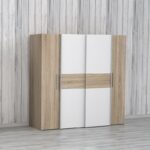 Ντουλάπα ρούχων Closet pakoworld τετράφυλλη sonoma oak-λευκό μελαμίνης 200x61.5x190.5εκ - Image 2