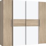 Ντουλάπα ρούχων Closet pakoworld τετράφυλλη sonoma oak-λευκό μελαμίνης 200x61.5x190.5εκ