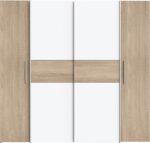 Ντουλάπα ρούχων Closet pakoworld τετράφυλλη sonoma oak-λευκό μελαμίνης 200x61.5x190.5εκ - Image 3
