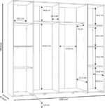 Ντουλάπα ρούχων Closet pakoworld τετράφυλλη sonoma oak-λευκό μελαμίνης 200x61.5x190.5εκ - Image 5
