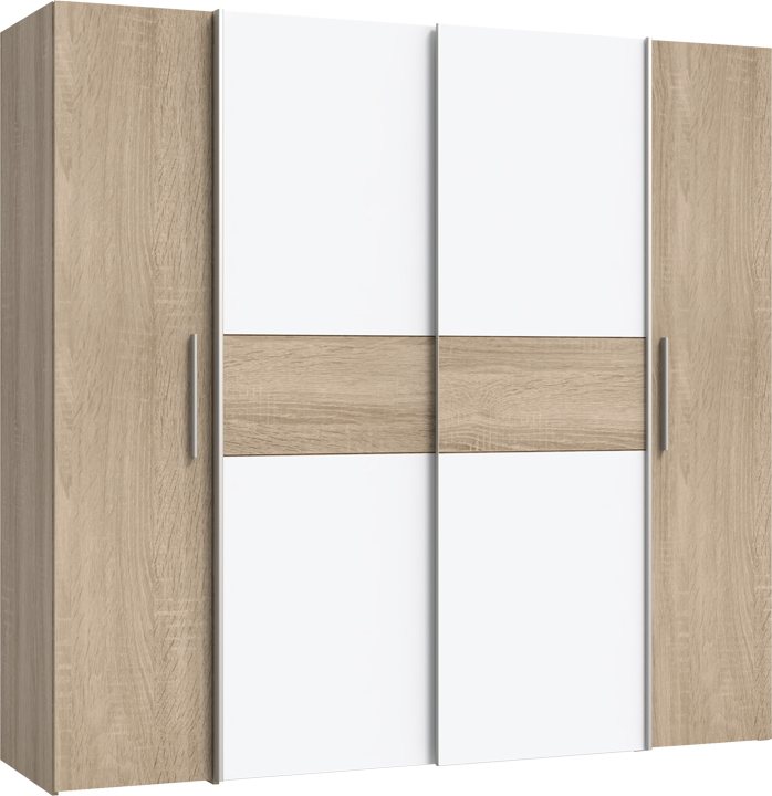 318-000002 Ντουλάπα ρούχων Closet pakoworld τετράφυλλη sonoma oak-λευκό μελαμίνης 200x61.5x190.5εκ - Image 1
