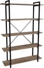 Βιβλιοθήκη Reson pakoworld oak μελαμίνης-μαύρο μέταλλο 120x34x180εκ - Image 2