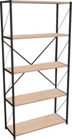 Βιβλιοθήκη Tikilmo pakoworld oak μελαμίνης-μαύρο μέταλλο 88x34x180εκ - Image 2