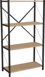 Βιβλιοθήκη Jackrey pakoworld oak μελαμίνης-μαύρο μέταλλο 63x30x114εκ - Image 2