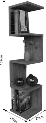 Ραφιέρα τοίχου Zigzag pakoworld oak-ανθρακί μελαμίνης 25x25x109εκ - Image 3