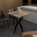 Τραπέζι Prestone pakoworld λευκό μαρμάρου μελαμίνης-μαύρο μέταλλο 70x70x75εκ - Image 2