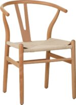 Καρέκλα Wishbone pakoworld rubberwood-σχοινί σε φυσική απόχρωση 53.5x57x74εκ