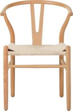 Καρέκλα Wishbone pakoworld rubberwood-σχοινί σε φυσική απόχρωση 53.5x57x74εκ - Image 5