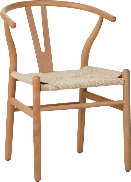 029-000285 Καρέκλα Wishbone pakoworld rubberwood-σχοινί σε φυσική απόχρωση 53.5x57x74εκ - Image 1