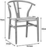 Καρέκλα Wishbone pakoworld rubberwood-σχοινί σε λευκή απόχρωση 53.5x57x74εκ - Image 2