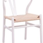 Καρέκλα Wishbone pakoworld rubberwood-σχοινί σε λευκή απόχρωση 53.5x57x74εκ