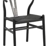 Καρέκλα Wishbone pakoworld rubberwood-σχοινί σε μαύρη απόχρωση 53.5x57x74εκ