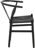 Καρέκλα Wishbone pakoworld rubberwood-σχοινί σε μαύρη απόχρωση 53.5x57x74εκ - Image 3