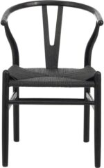 Καρέκλα Wishbone pakoworld rubberwood-σχοινί σε μαύρη απόχρωση 53.5x57x74εκ - Image 4