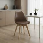 Καρέκλα Gaston pakoworld PP-PU καφέ απόχρωση- φυσικό πόδι 43x51x75εκ - Image 2