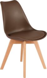 Καρέκλα Gaston pakoworld PP-PU καφέ απόχρωση- φυσικό πόδι 43x51x75εκ
