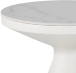 Βοηθητικό τραπέζι Coozlin Inart sintered stone σε απόχρωση λευκό μαρμάρου με λευκό μέταλλο Φ50x50εκ - Image 3