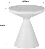 Βοηθητικό τραπέζι Coozlin Inart sintered stone σε απόχρωση λευκό μαρμάρου με λευκό μέταλλο Φ50x50εκ - Image 5