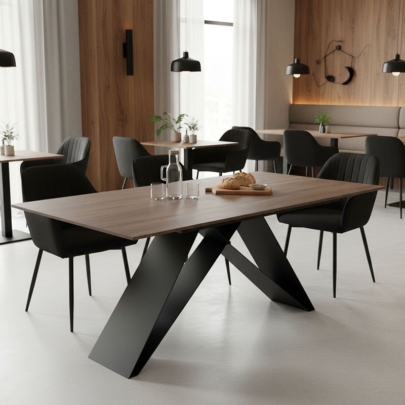 029-000461 Τραπέζι Sabrina pakoworld sintered stone καρυδί-μαύρο 180x90x75εκ - Image 1