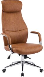 Καρέκλα γραφείου διευθυντή Ferka pakoworld καφέ pu 64x71x120-128εκ