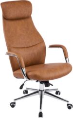Καρέκλα γραφείου διευθυντή Ferka pakoworld καφέ pu 64x71x120-128εκ - Image 3