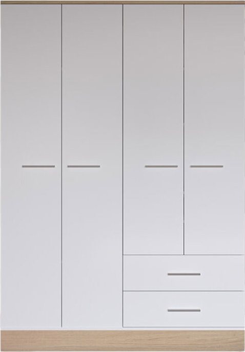 039-000198 Ντουλάπα ρούχων Harmony pakoworld τετράφυλλη σε oak-λευκή απόχρωση 137x52x198εκ - Image 1
