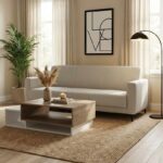 Καναπές τριθέσιος Sidica pakoworld PU σε μπεζ απόχρωση 185x82x81εκ