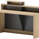 Γραφείο reception Lotus pakoworld σε φυσική-ανθρακί απόχρωση 160x60x105εκ