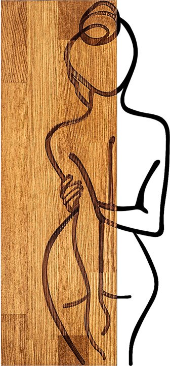 071-001570 Διακοσμητικό τοίχου Kelesipo pakoworld ξύλο πεύκου σε φυσική απόχρωση με μαύρο μέταλλο 27x3x58εκ - Image 1