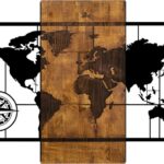 Διακοσμητικό τοίχου Merzo pakoworld ξύλο πεύκου σε φυσική απόχρωση με μαύρο μέταλλο 58x3x85εκ