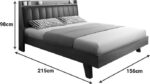 Κρεβάτι Frankly pakoworld mdf-pu σε καρυδί-μαύρο απόχρωση 150x200εκ - Image 4