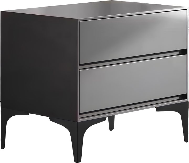 072-000144 Κομοδίνο Lamesa pakoworld mdf σε ανρθρακί απόχρωση με μαύρα μεταλλικά πόδια 50x40x48εκ - Image 1