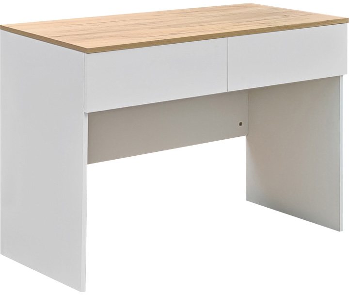072-000151 Γραφείο εργασίας Beleton pakoworld με συρτάρια mdf σε oak με λευκή απόχρωση 100x50x75εκ - Image 1